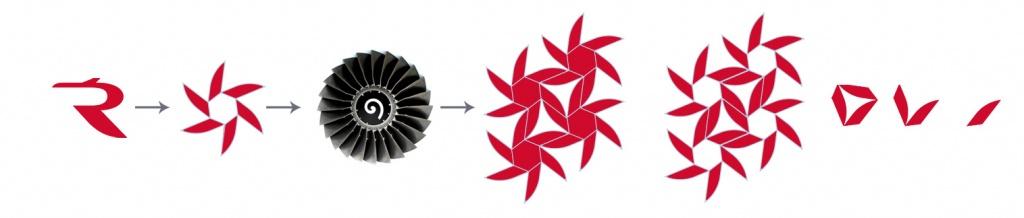 В основі фірмового паттерна лівреї повітряного судна лежить образ турбіни, що складається з окремих елементів, які зовні нагадують лопать двигуна