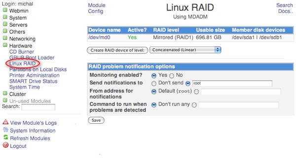 Для управління програмним RAID масивом в ОС Linux застосовується програма mdadm