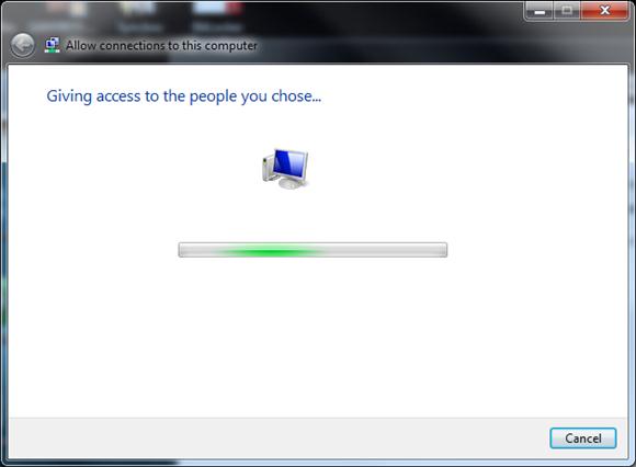 Після того, як ви натиснете кнопку Allow access, Windows 7 автоматично налаштує VPN сервер і з'явиться вікно з ім'ям комп'ютера, яке потрібно буде використовуватися для підключення