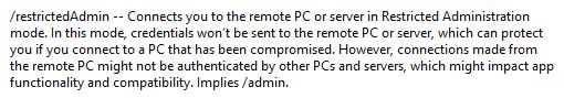» На Windows 2012 R2 дає наступне визначення Restricted Admin режиму: