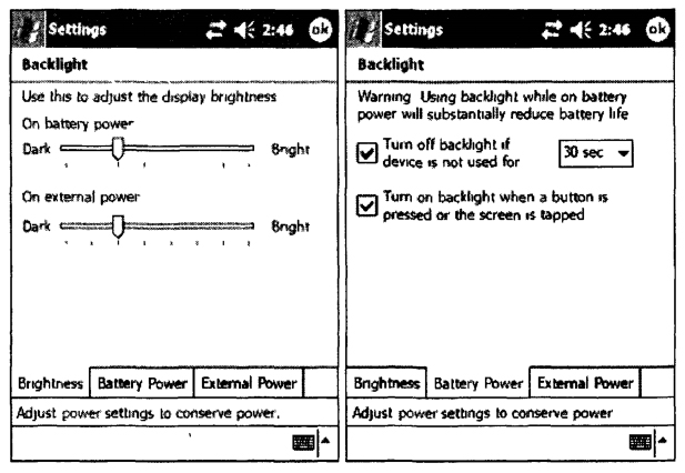 Системні налаштування Windows Mobile - Backlight (Підсвічування дисплея)