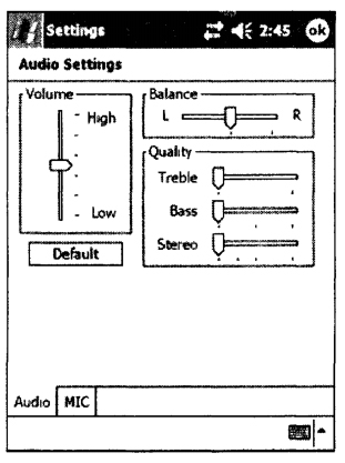 При запуску цього аплету на екрані відобразиться дві вкладки: Audio, що відповідає за настройку функцій відтворення звуку, і MIC - за настройку запису звуку