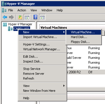 Відкриваємо Hyper-V Manager і створюємо нову віртуальну машину